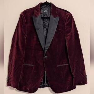 HUGO Dark Red Velvet Blazer